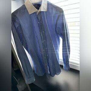 Ralph Lauren Blue & White Striped Dress Shirt
